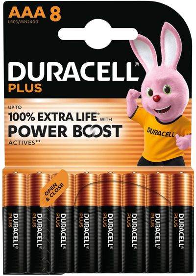 Duracell Plus AAA Batteries with Power Boost (Pack 8) - MN2400B8BOOST - Thumbnail 2