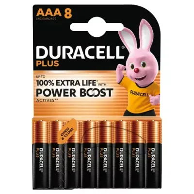 Duracell Plus AAA Batteries with Power Boost (Pack 8) - MN2400B8BOOST