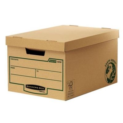 Fellowes Bankers Box Earth Series Large Storage Box. Material: Paper Product colour: Brown. Weight: 440 g Interior dimensions (W x D x H): 325 x 445 x 260 mm Dimensions (WxDxH): 335 x 470 x 271 mm