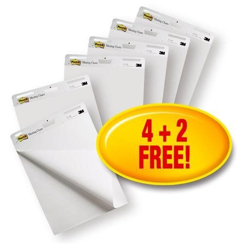 Post-it Super Sticky Meeting Chart Easel Pad Plain 635x762mm 30 Sheets White (Pack 6) 7000052624 - Image 1