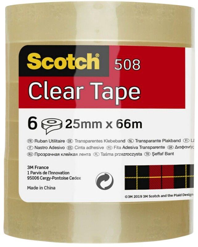 Scotch 508 Transparent Tape 25mm x 66m (Pack 6) 7100213208 - Image 1