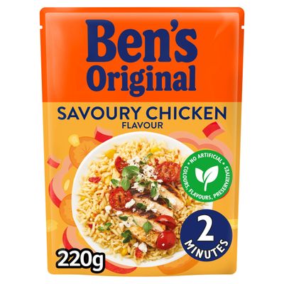 Bens Original Microwave Rice Pouch Savoury Chicken Flavour 220g
