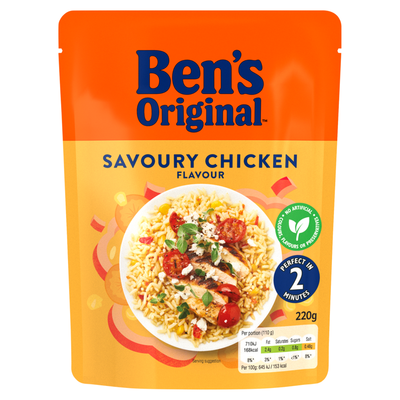 Bens Original Microwave Rice Pouch Savoury Chicken Flavour 220g - Thumbnail 2