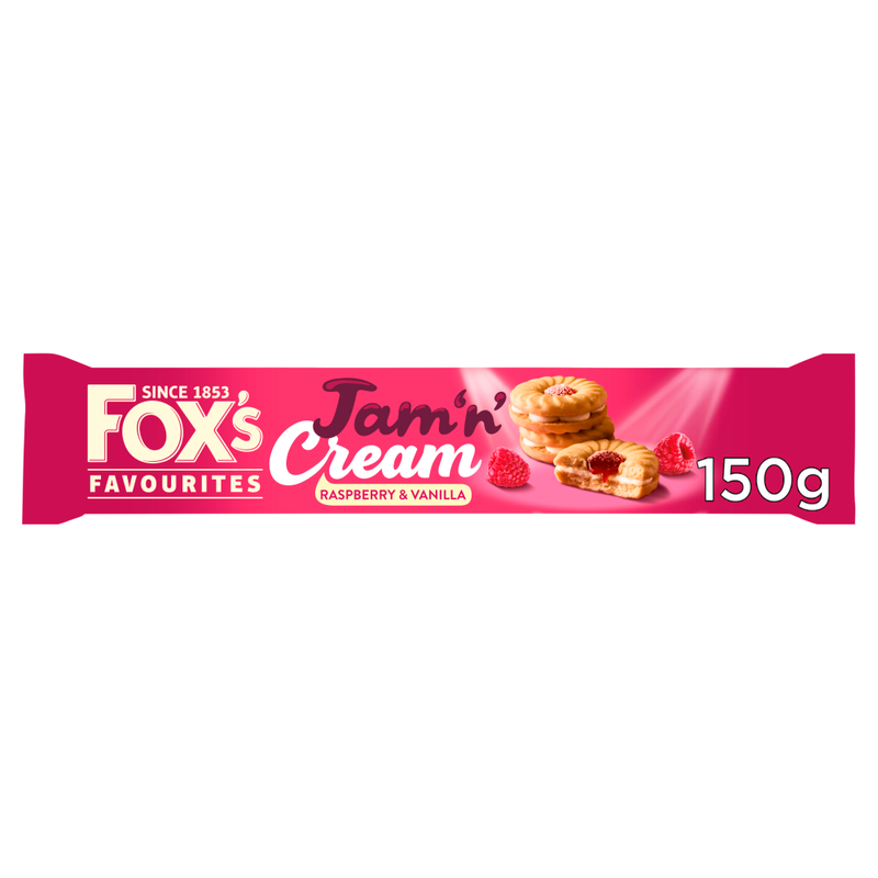 Fox's Biscuits Jam 'n' Cream Raspberry & Vanilla Biscuits 150g - Image 1