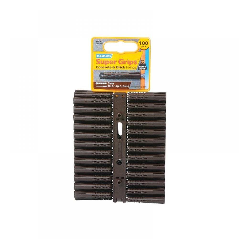 Plasplugs SBP503CC Sbp 503 Solid Wall Super Grips™ Fixings Brown (100) - Image 1