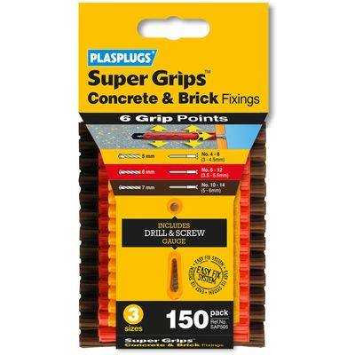 Plasplugs SAP505CC Sap 505 Solid Wall Super Grips™ Fixings Assorted (150)