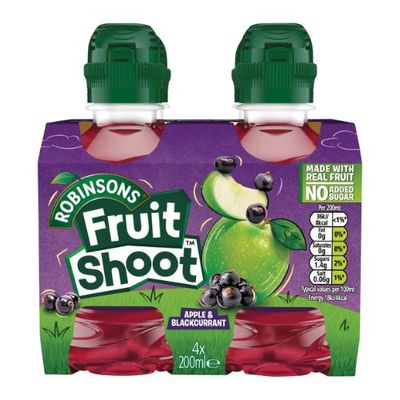 Robinsons Fruit Shoot Apple & Blackcurrant 4 x 200ml - Thumbnail 2