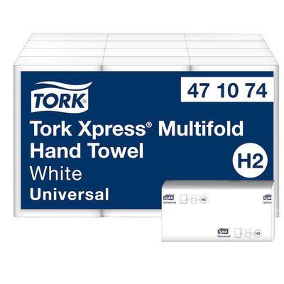 Tork Xpress Universal Multifold Hand Towel H2 1-Ply White 250 Sheets (Pack of 12) 471074
