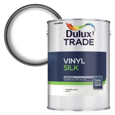 Dulux Trade Vinyl Silk Paint 5L Pure Brilliant White - Thumbnail 2
