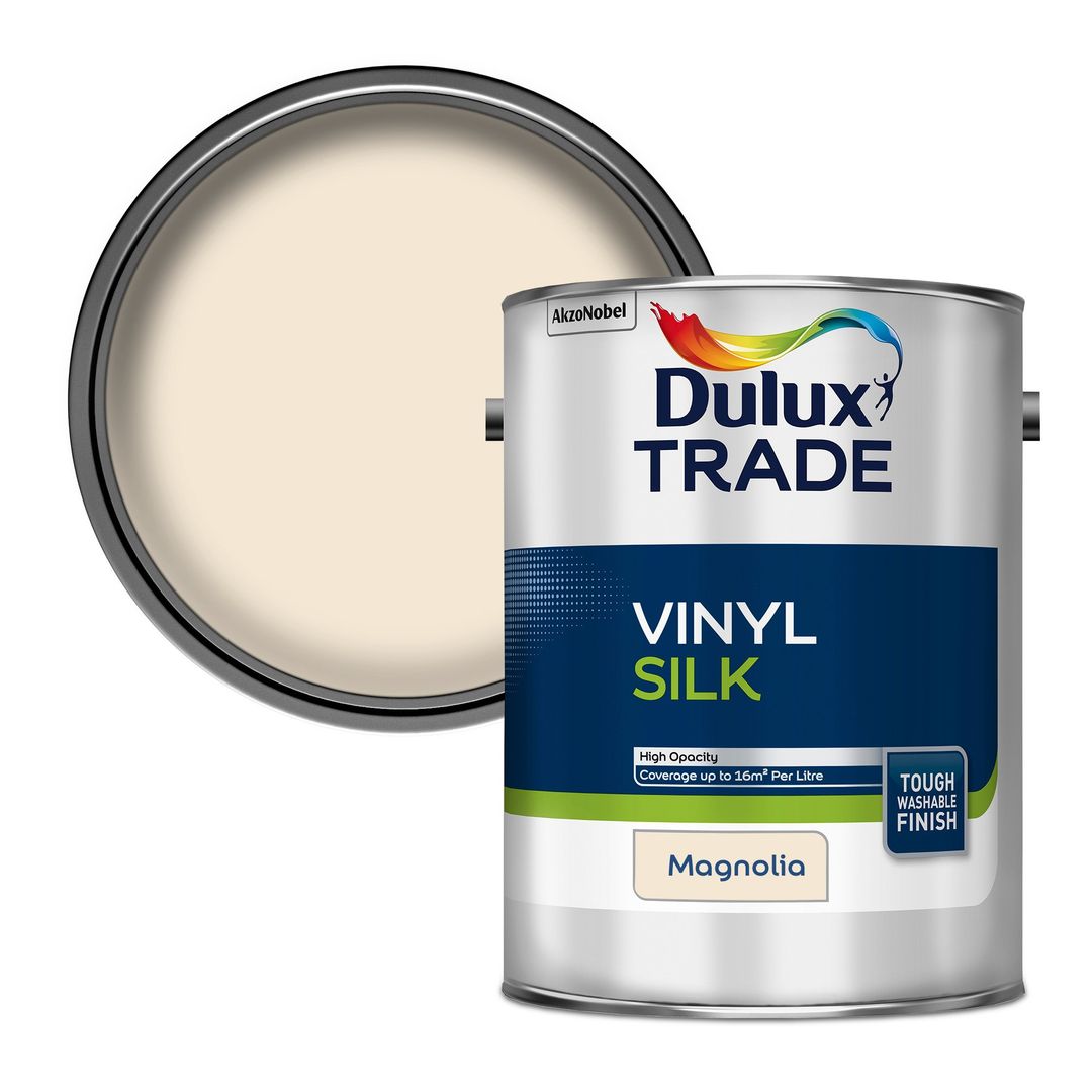 Dulux Trade Vinyl Silk Paint 5L Magnolia - Image 1