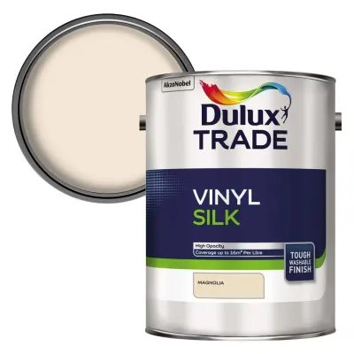 Dulux Trade Vinyl Silk Paint 5L Magnolia - Thumbnail 2