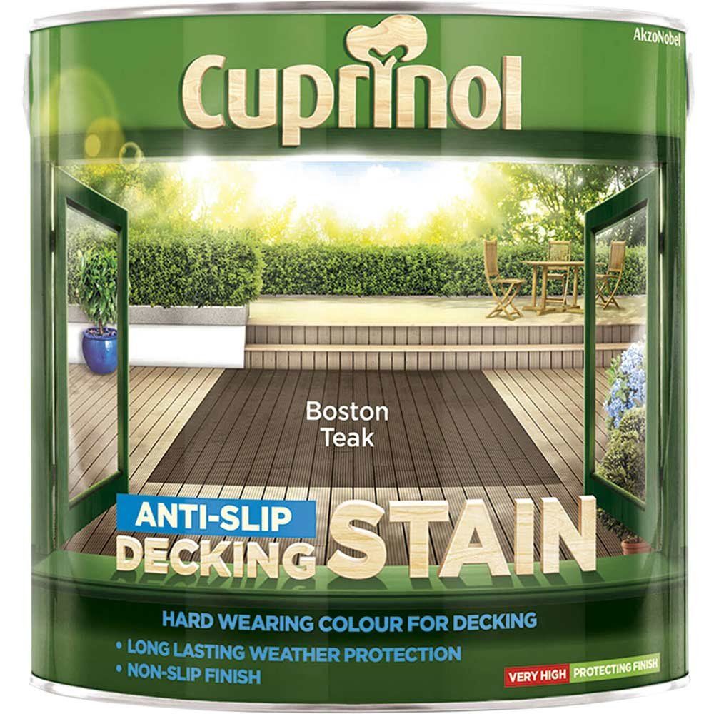 Cuprinol 5092617 Anti-Slip Decking Stain Boston Teak 2.5 Litre - Image 1
