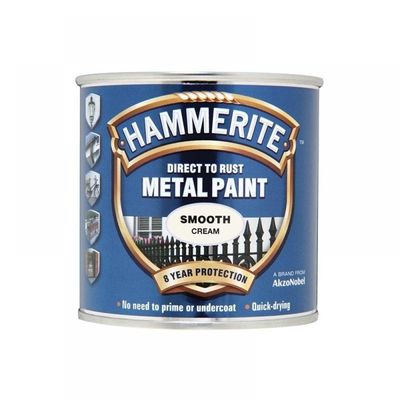 Hammerite 5122058 Direct To Rust Smooth Finish Metal Paint Cream 250Ml