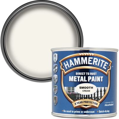 Hammerite 5122058 Direct To Rust Smooth Finish Metal Paint Cream 250Ml - Thumbnail 2