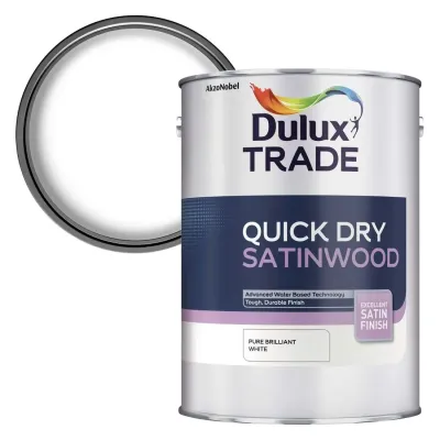 Dulux Trade Quick Dry Satinwood 2.5L Pure Brilliant White - Thumbnail 2