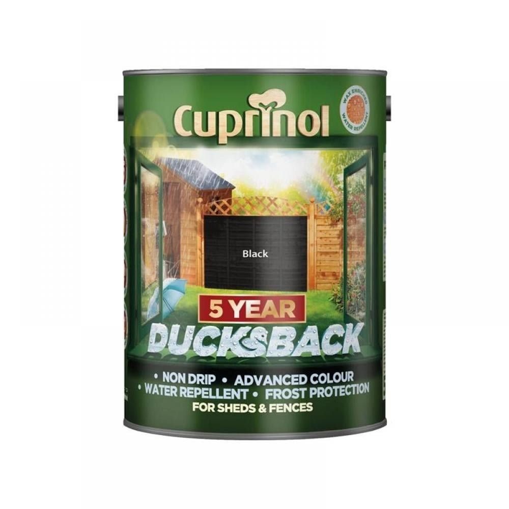Cuprinol Black 5 Year Ducksback, 5L - Image 1