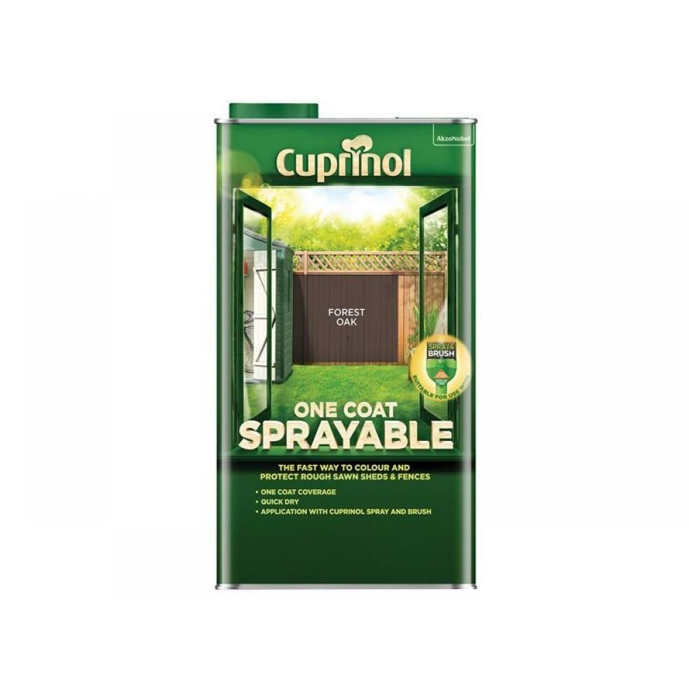 Cuprinol 5355972 One Coat Sprayable Fence Treatment Forest Oak 5 Litre - Image 1