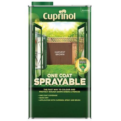 Cuprinol 5355973 One Coat Sprayable Fence Treatment Harvest Brown 5 Litre - Thumbnail 2
