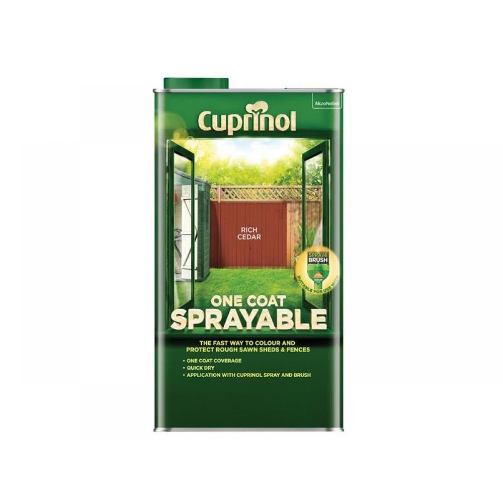 Cuprinol 5355974 One Coat Sprayable Fence Treatment Rich Cedar 5 Litre - Image 1