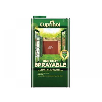 Cuprinol 5355974 One Coat Sprayable Fence Treatment Rich Cedar 5 Litre
