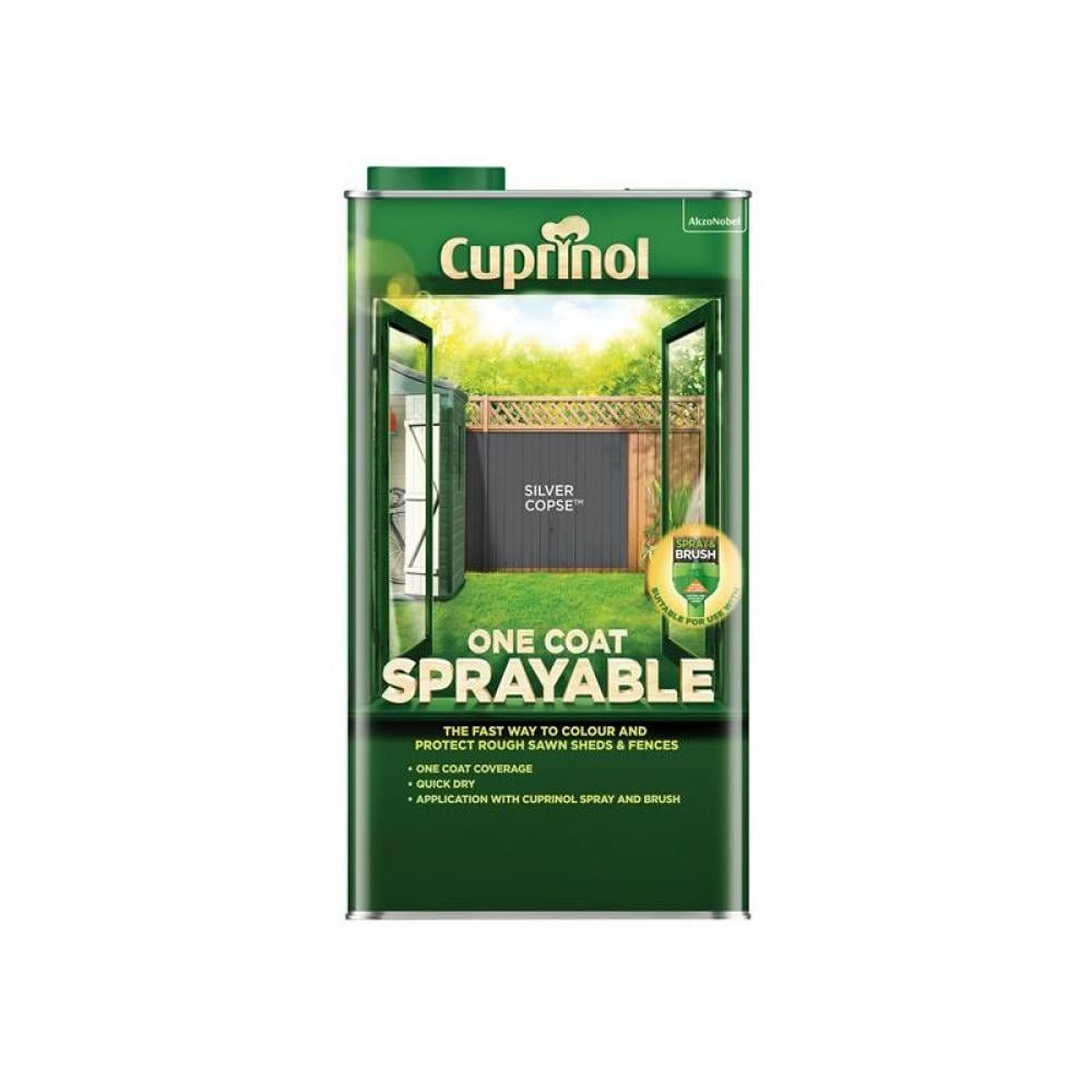 Cuprinol 5355975 One Coat Sprayable Fence Treatment Silver Copse 5 Litre - Image 1