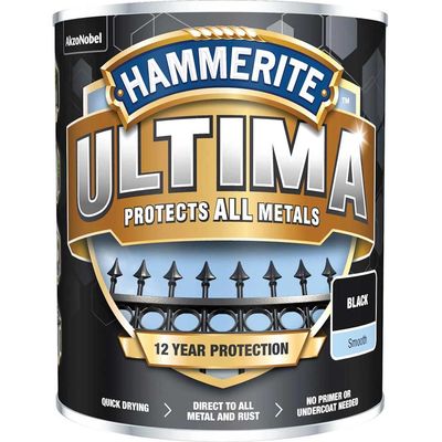 Hammerite 5362526 Ultima Metal Paint Smooth Black 750Ml