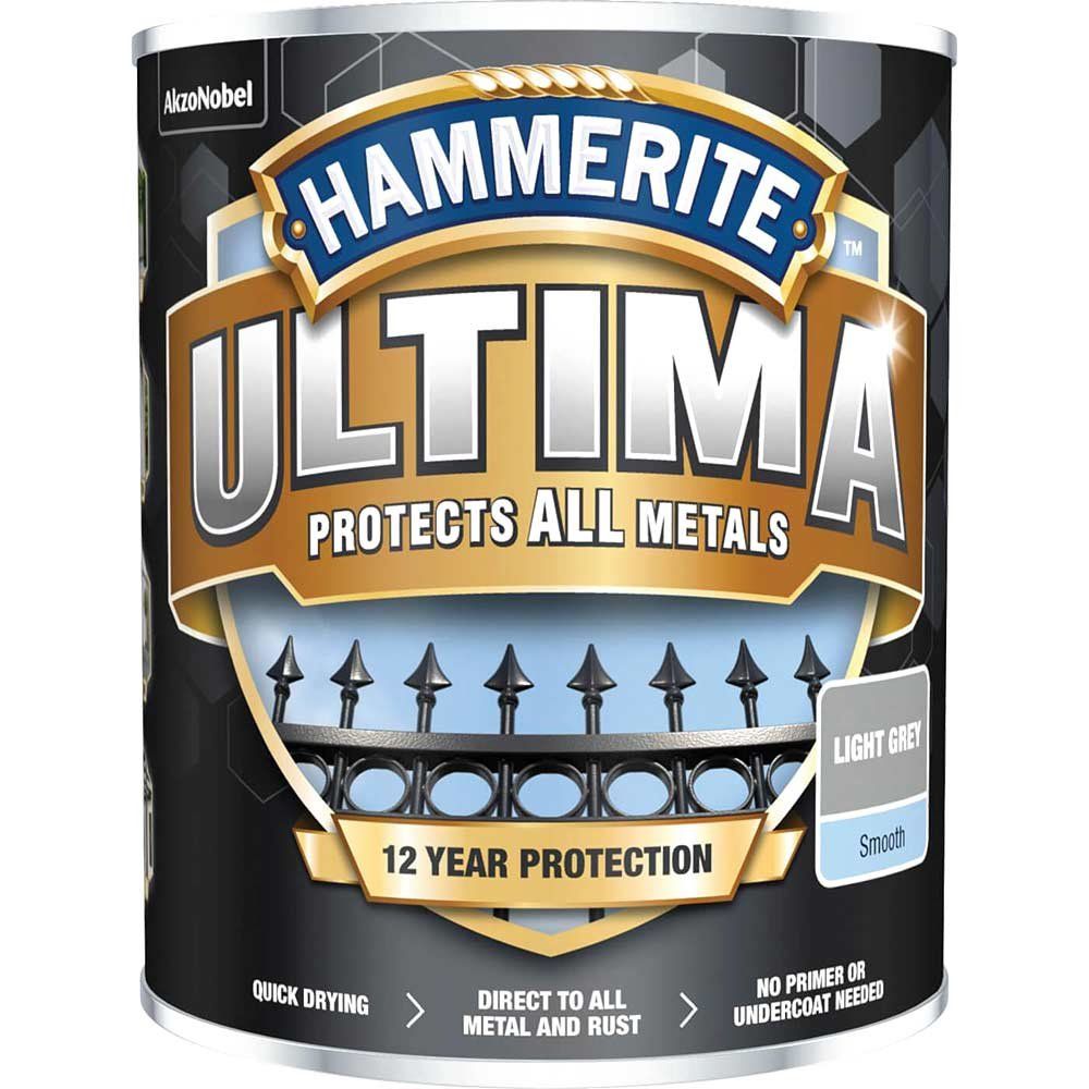 Hammerite 5362528 Ultima Metal Paint Smooth Light Grey 750Ml - Image 1