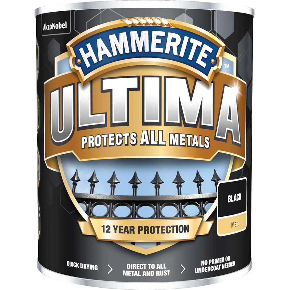 Hammerite 5362532 Ultima Metal Paint Matt Black 750Ml - Image 1