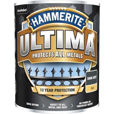 Hammerite 5362534 Ultima Metal Paint Matt Dark Grey 750Ml