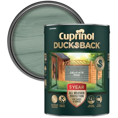 Cuprinol 5701413 Ducksback 5 Year Waterproof For Sheds & Fences Delicate Pine 5 Litre