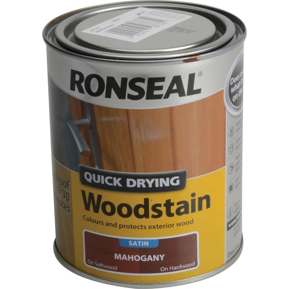 Ronseal 08733 Quick Drying Woodstain Satin Mahogany 750Ml - Image 1