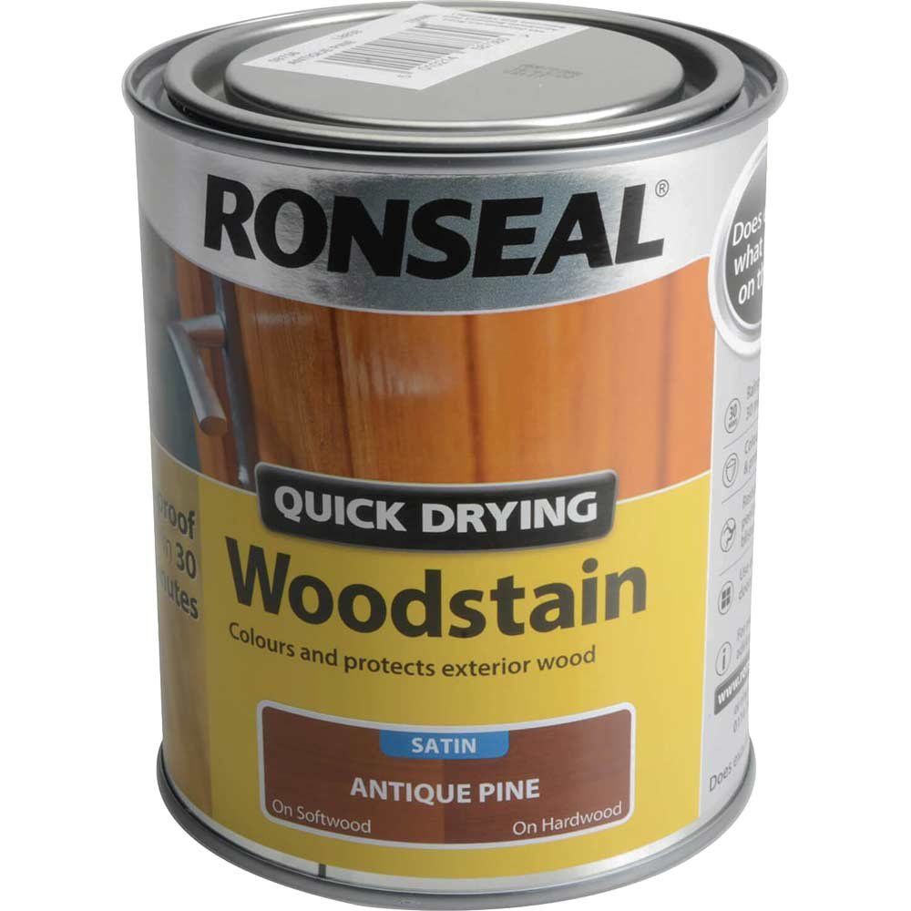 Ronseal 08736 Quick Drying Woodstain Satin Antique Pine 750Ml - Image 1