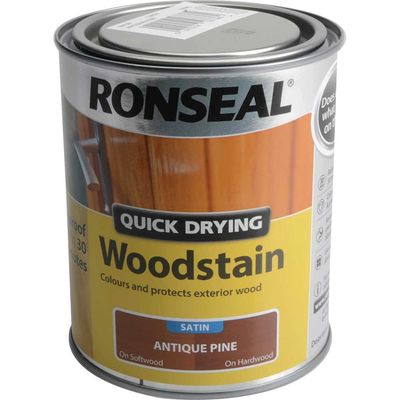 Ronseal 08736 Quick Drying Woodstain Satin Antique Pine 750Ml
