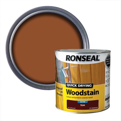 Ronseal 30947 Quick Drying Woodstain Satin Teak 2.5 Litre - Thumbnail 2