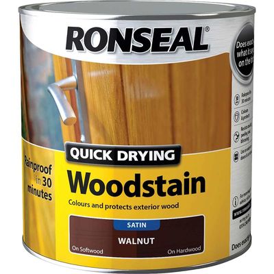 Ronseal 09477 Quick Drying Woodstain Satin Walnut 250Ml