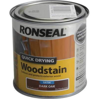 Ronseal 09478 Quick Drying Woodstain Satin Dark Oak 250Ml