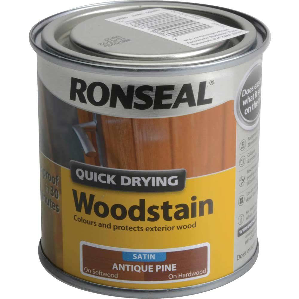 Ronseal 09480 Quick Drying Woodstain Satin Antique Pine 250Ml - Image 1