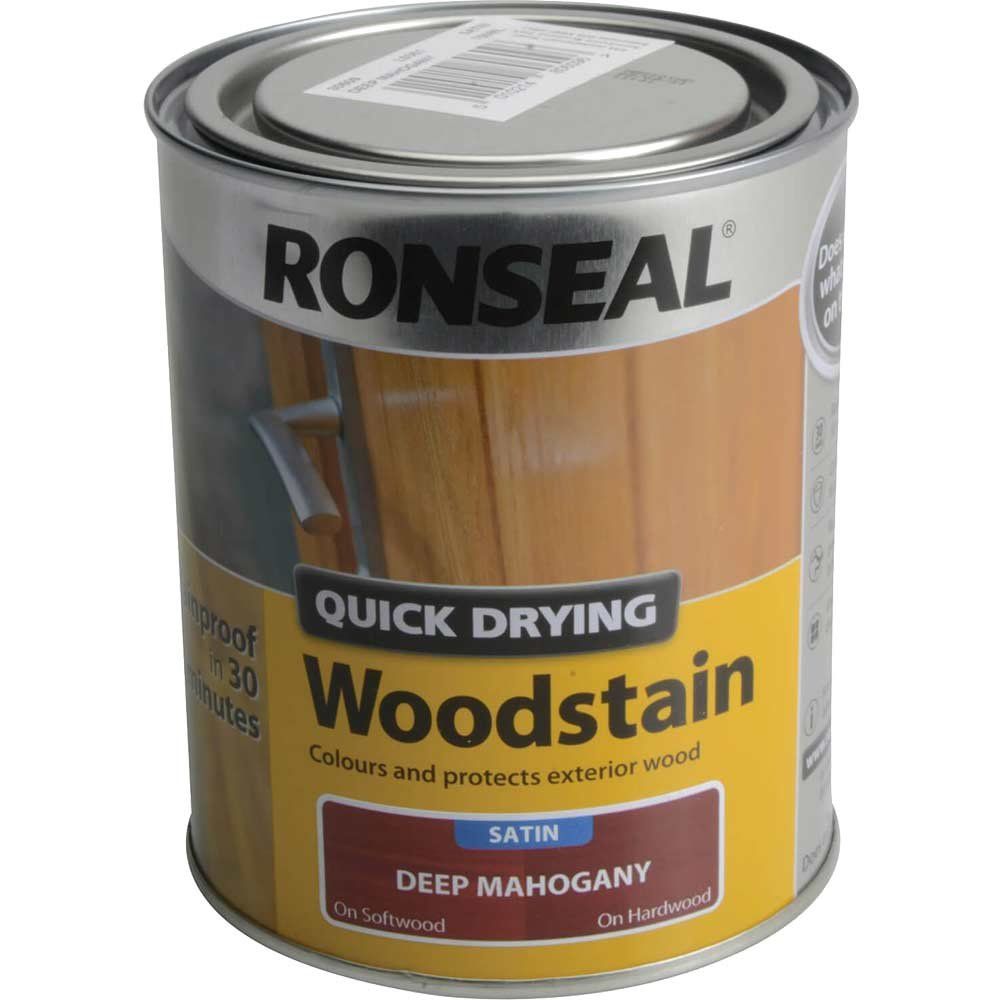 Ronseal 30609 Quick Drying Woodstain Satin Deep Mahogany 750Ml - Image 1