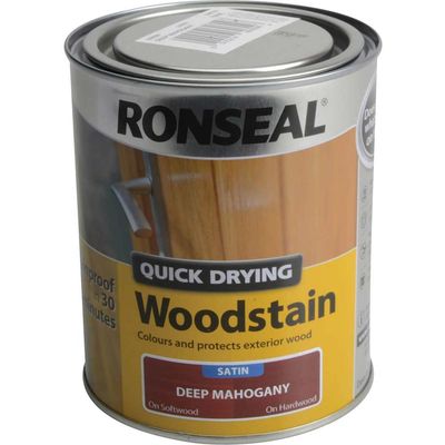 Ronseal 30609 Quick Drying Woodstain Satin Deep Mahogany 750Ml