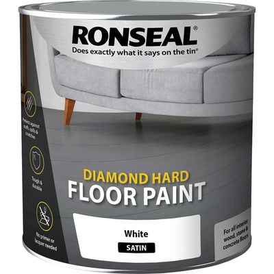 Ronseal 35753 Diamond Hard Floor Paint Satin White 2.5 Litre