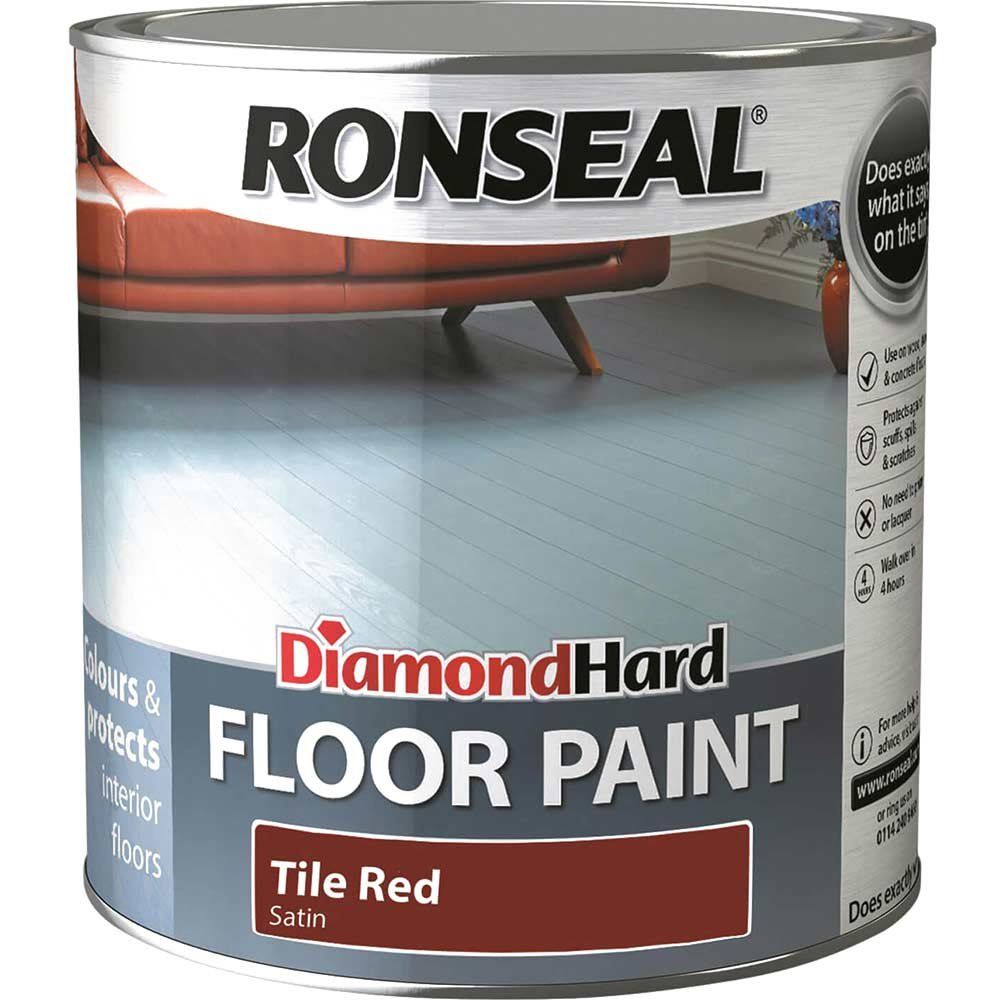 Ronseal 35754 Diamond Hard Floor Paint Satin Tile Red 2.5 Litre - Image 1