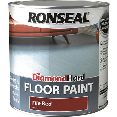 Ronseal 35754 Diamond Hard Floor Paint Satin Tile Red 2.5 Litre