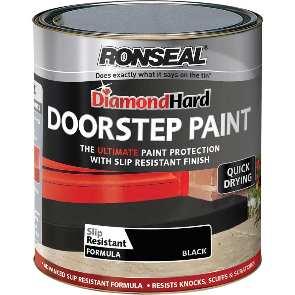 Ronseal 36257 Diamond Hard Doorstep Paint Black 750Ml - Image 1