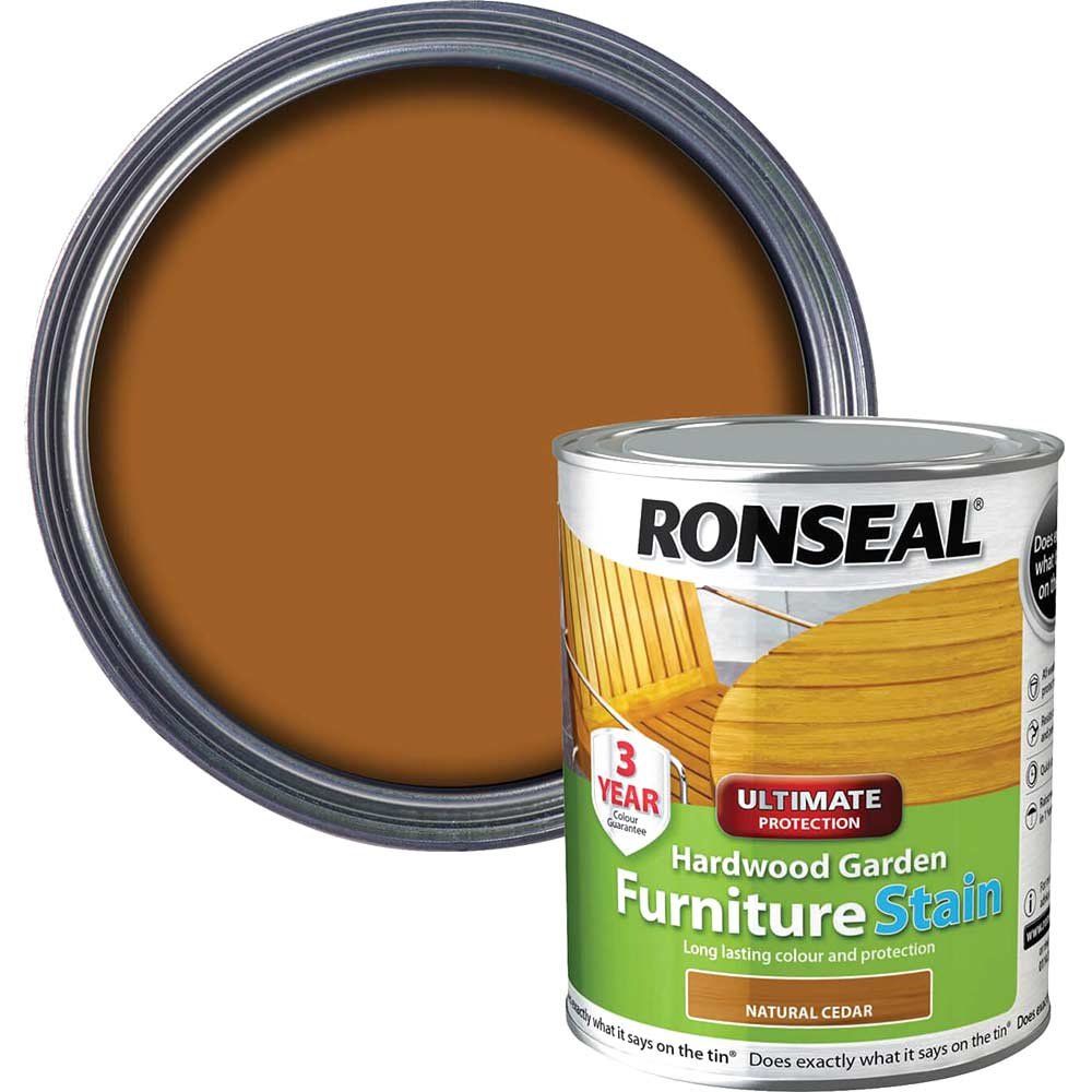 Ronseal 36427 Ultimate Protection Hardwood Garden Furniture Stain Natural Cedar 750Ml - Image 1