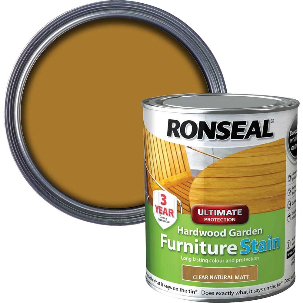 Ronseal 36429 Ultimate Protection Hardwood Garden Furniture Stain Natural Matt 750Ml - Image 1