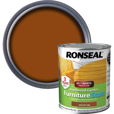 Ronseal 36431 Ultimate Protection Hardwood Garden Furniture Stain English Oak 750Ml
