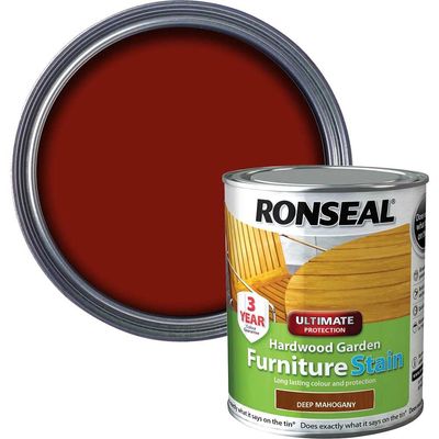 Ronseal 36432 Ultimate Protection Hardwood Garden Furniture Stain Deep Mahogany 750Ml
