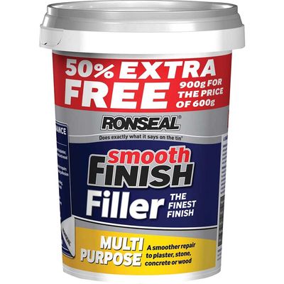 Ronseal 36545 Smooth Finish Multipurpose Wall Filler Ready Mixed 600G +50%