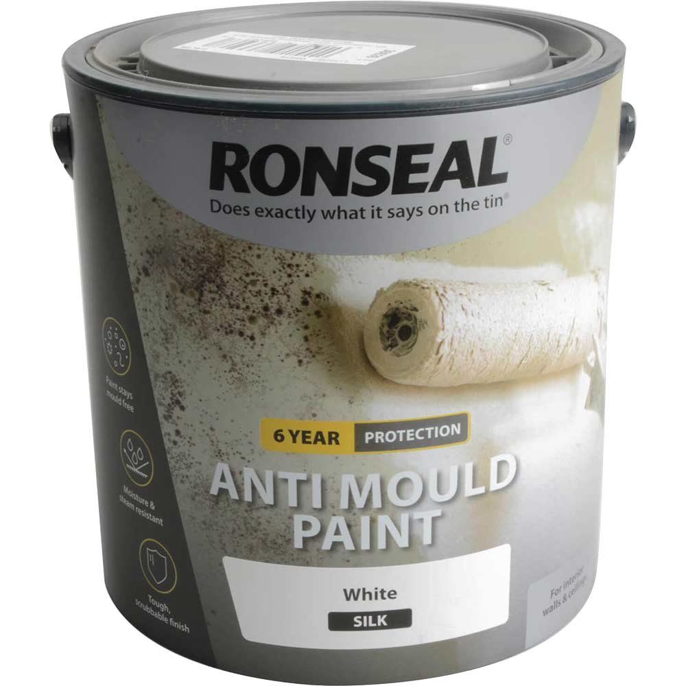 Ronseal 36626 6 Year Anti Mould Paint White Silk 2.5 Litre - Image 1