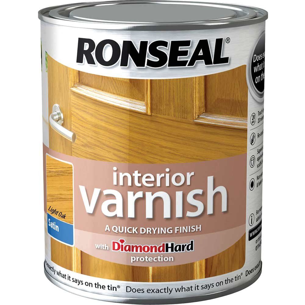 Ronseal 36821 Interior Varnish Quick Dry Satin Light Oak 250Ml - Image 1